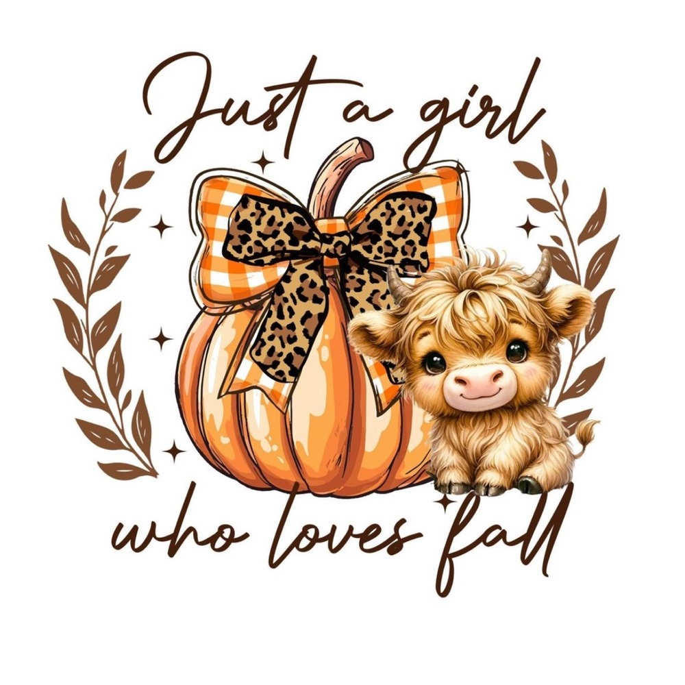 Fall Graphic Tee with Pumpkin and Cow